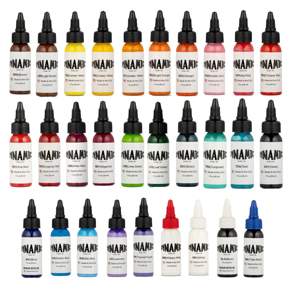 Dynamic Master Collection Tattoo Ink Color Full Set - 1 oz. Bottles (P –  Meanique Tattoo Supply | Professional Tattoo Product Shop
